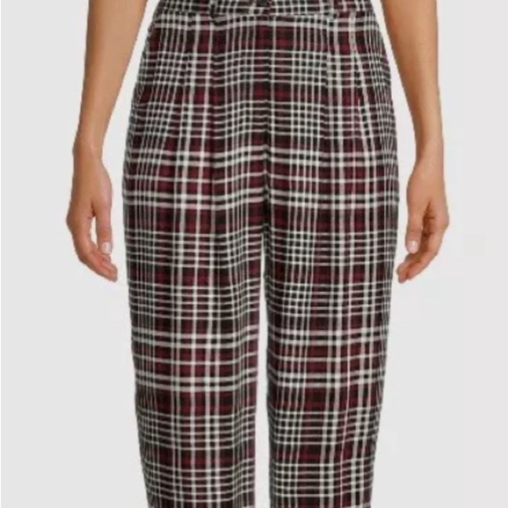No Boundaries Black Red & White Plaid Pants